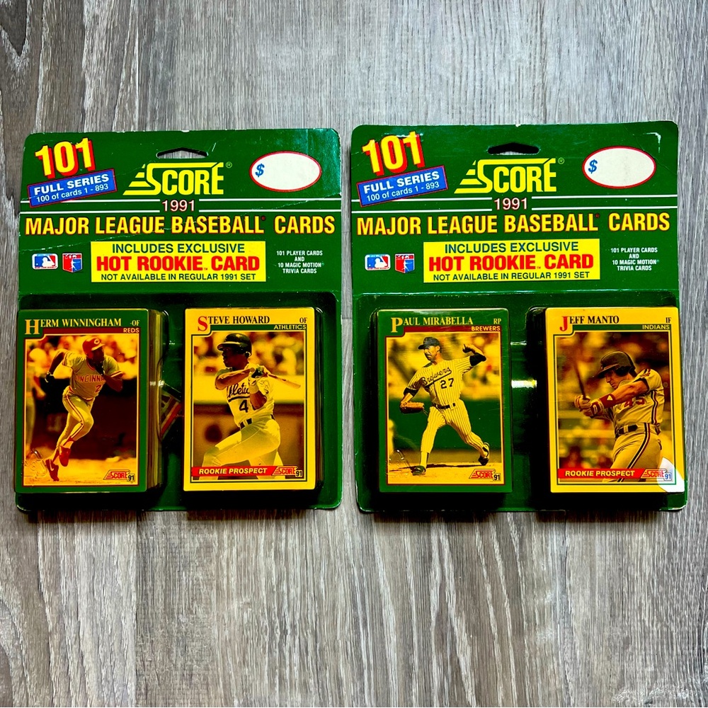 VINTAGE 1991 SCORE MLB Baseball Trivia Blister 2 Packs Hot Rookie Card‎